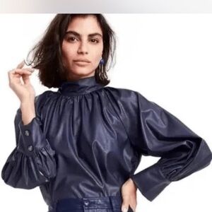 Rachel Comey x Target Faux Leather Navy Top
